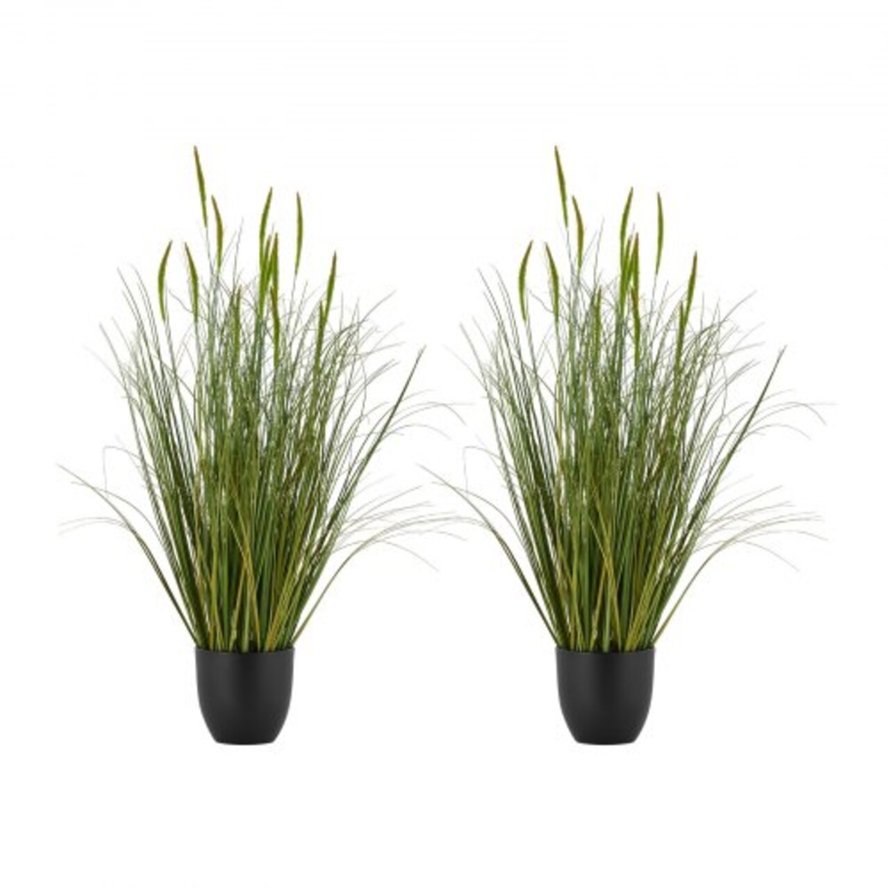 Artificial Cattail Grass 2 PCS, 35" Faux Green Plant for Home and Garden